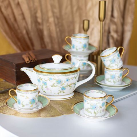  Bộ ấm chén trà (ấm 880ml, chén 125ml) 13 món sứ xương Nhật Bản | Noritake Yoshino 9983J - T014S 