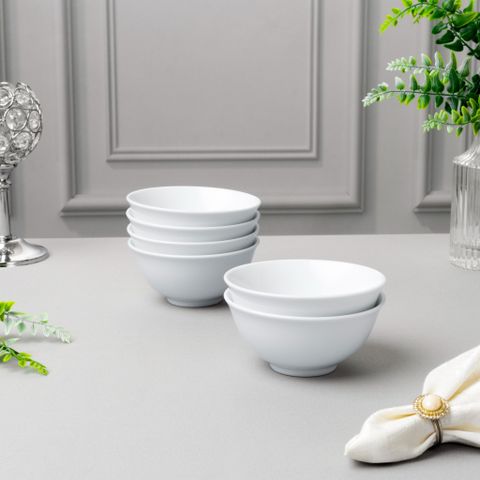  Bộ 06 bát (chén) 10,7cm dung tích 220ml đựng nước chấm, soup sứ trắng | Noritake Art Stage 4257L - S91482 