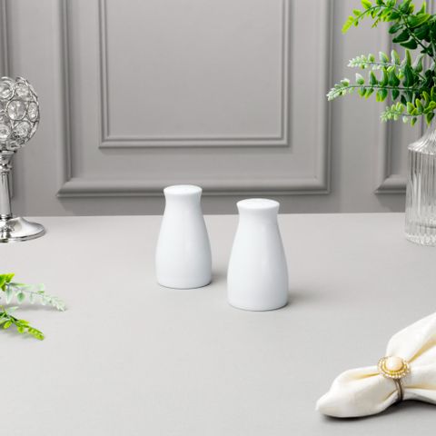  Bộ lọ đựng tiêu (3 lỗ) và muối (7 lỗ) cao 8,6cm sứ trắng | Noritake Art Stage 3-336L - 919710 