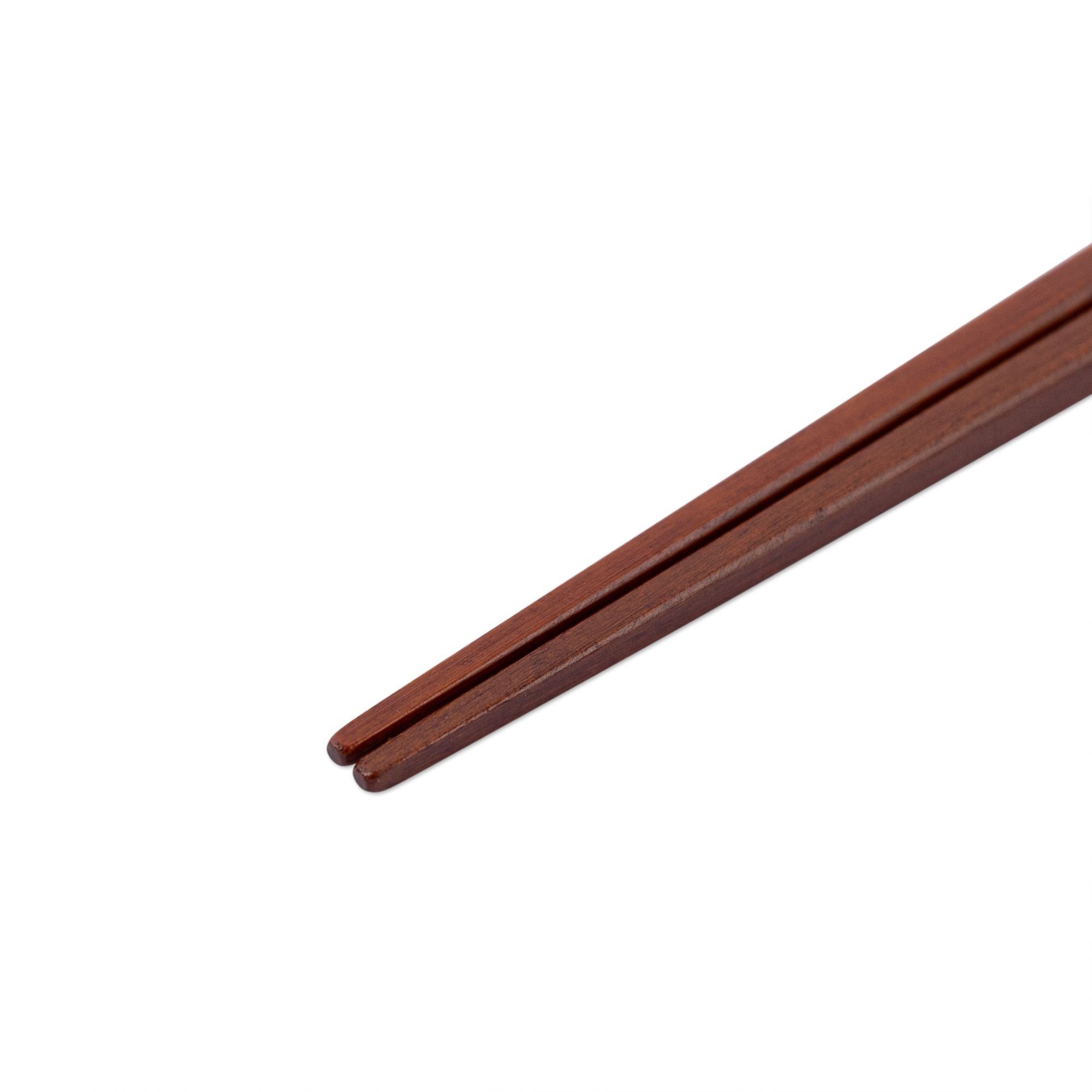 Bộ 01 đôi đũa gỗ Nhật Primrose sơn mài nâu chỉ vàng kèm hộp | Hyozaemon Chopstick 1115 - S-129HG1