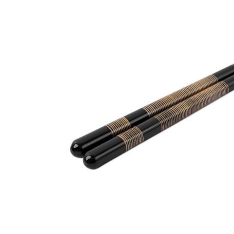 Bộ 02 đôi đũa gỗ Nhật Primrose sơn mài nâu chỉ vàng kèm hộp | Hyozaemon Chopstick 1115 - S-129HG2