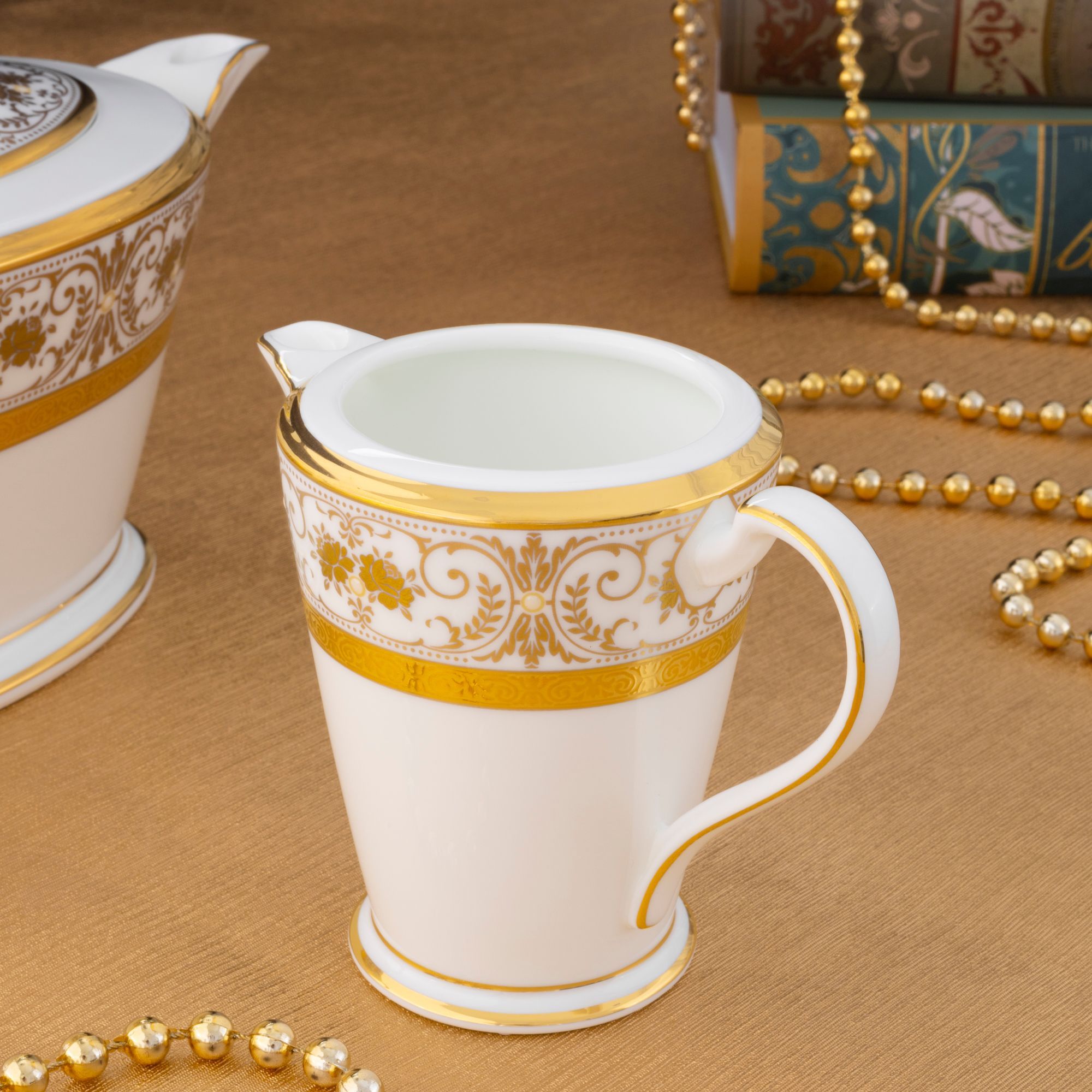 Bộ ấm chén uống trà (ấm 1.440ml, chén 220ml) 15 món sứ xương Nhật Bản | Noritake Georgian Palace 4858J - T017L