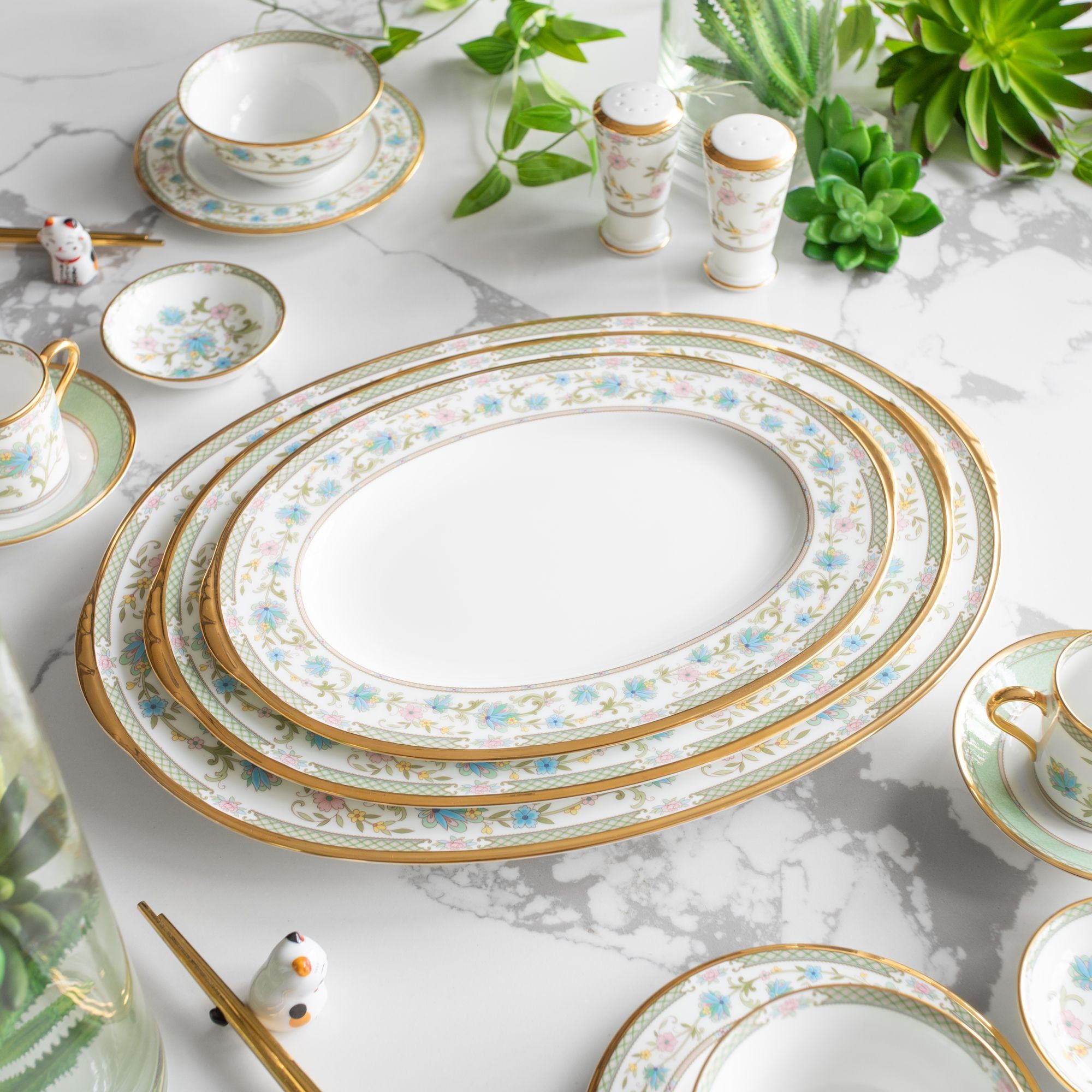 Đĩa Oval cỡ vừa (MD) dài 37,2cm sứ xương Nhật Bản | Noritake Yoshino 9983J - 59544