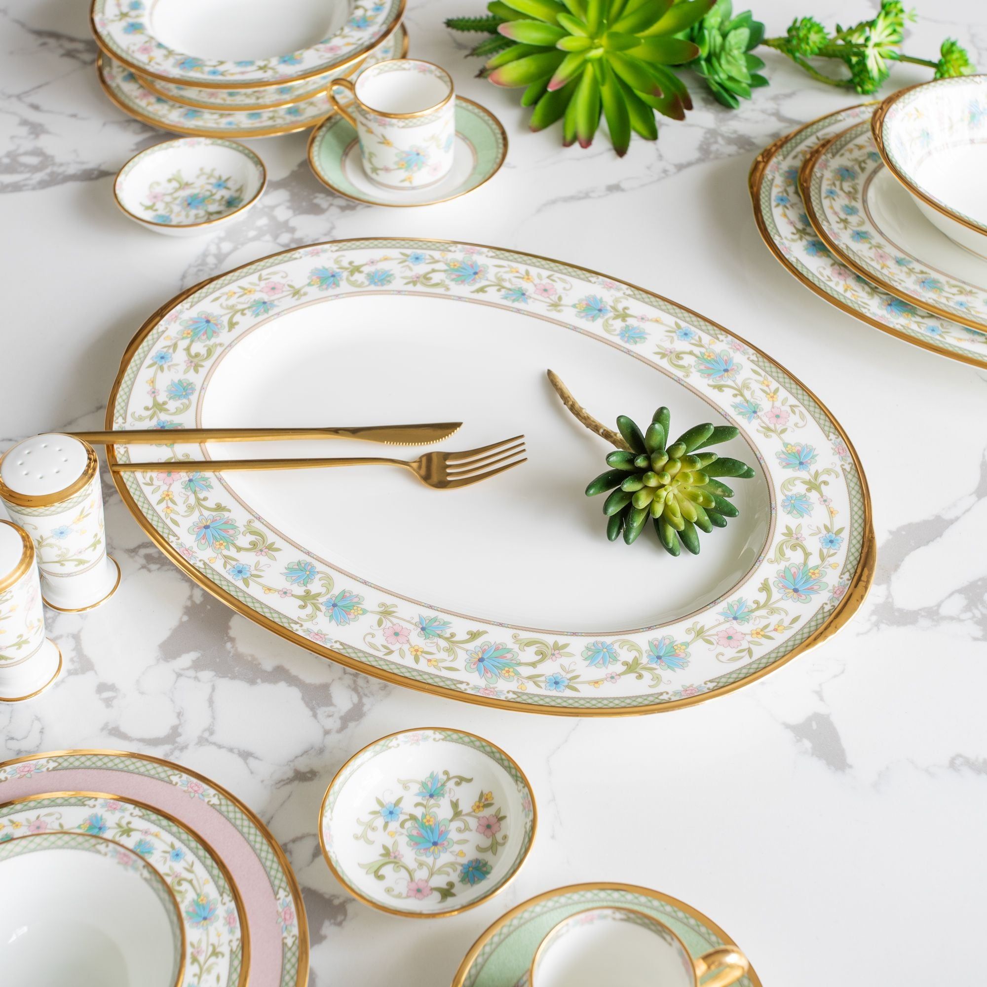 Đĩa Oval cỡ lớn (LG) dài 42,5cm sứ xương Nhật Bản | Noritake Yoshino 9983J - 59543