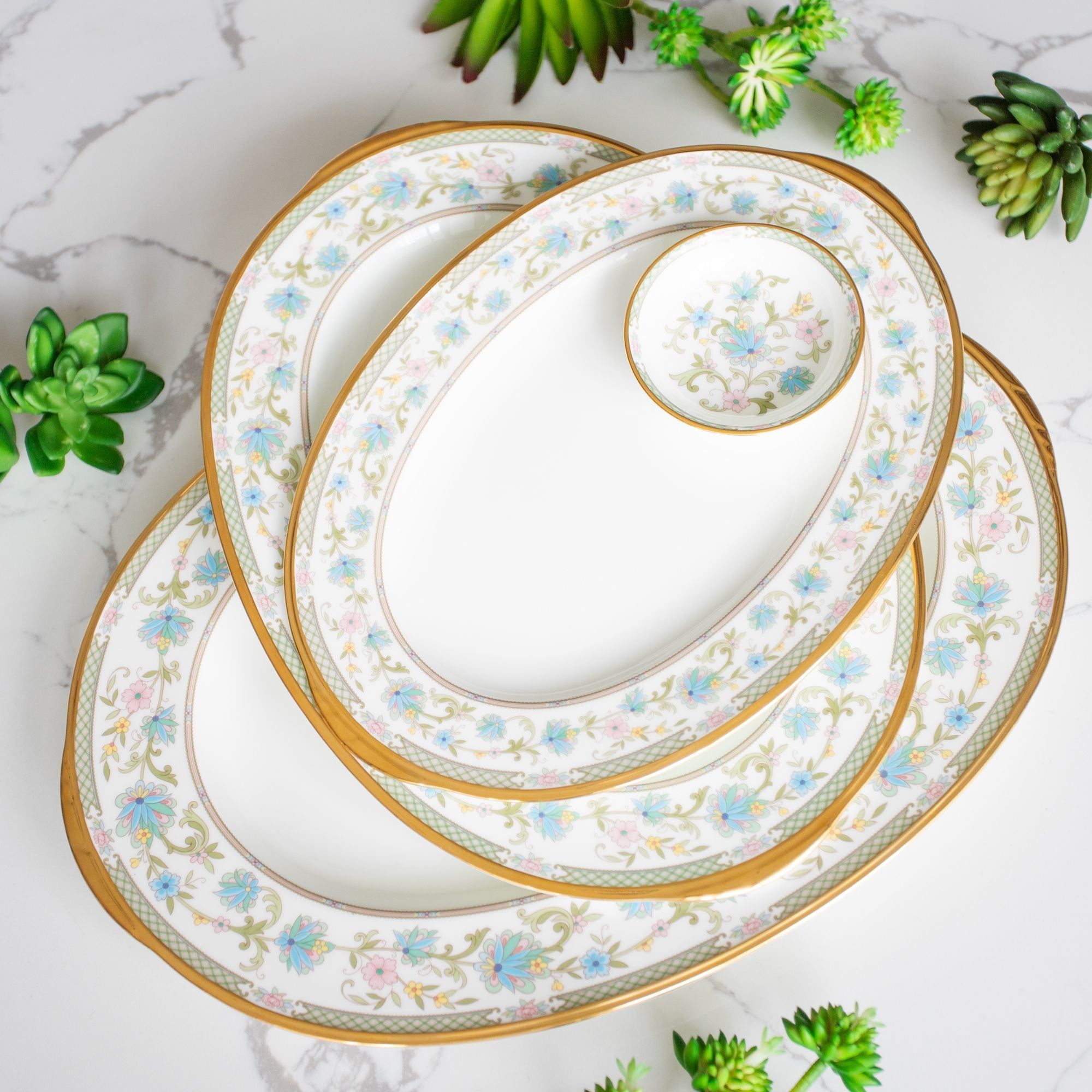 Đĩa Oval cỡ vừa (MD) dài 37,2cm sứ xương Nhật Bản | Noritake Yoshino 9983J - 59544