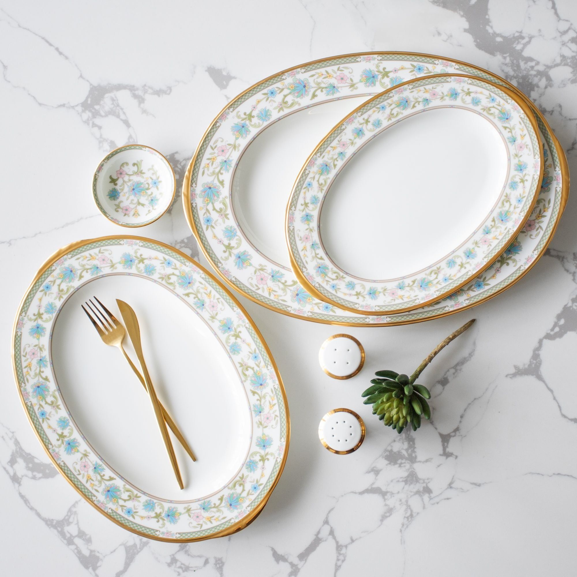 Đĩa Oval cỡ lớn (LG) dài 42,5cm sứ xương Nhật Bản | Noritake Yoshino 9983J - 59543