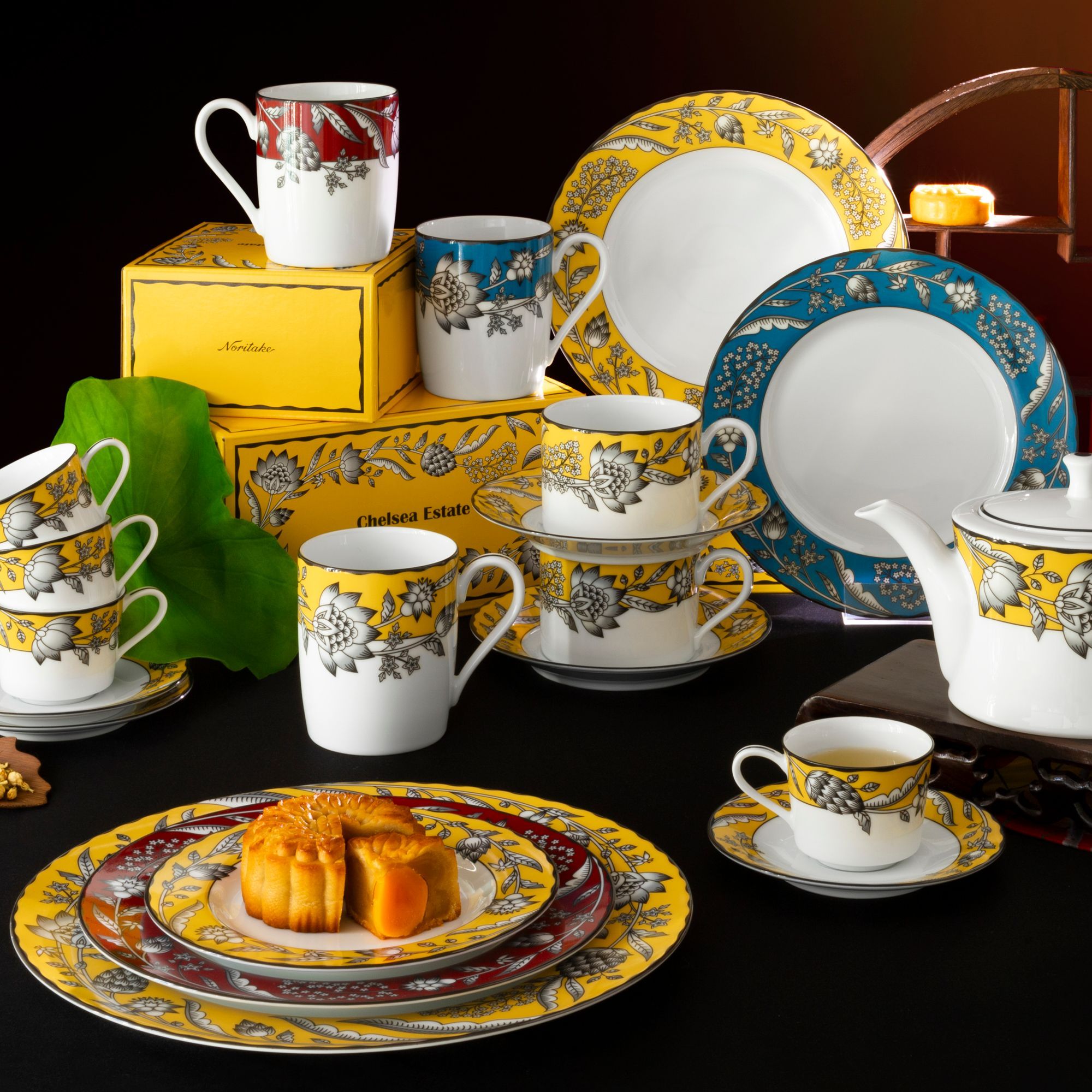 Cốc (ly) uống nước, cà phê 310ml (màu đỏ) sứ trắng | Noritake Chelsea Estate 1779-1L - Q001GD