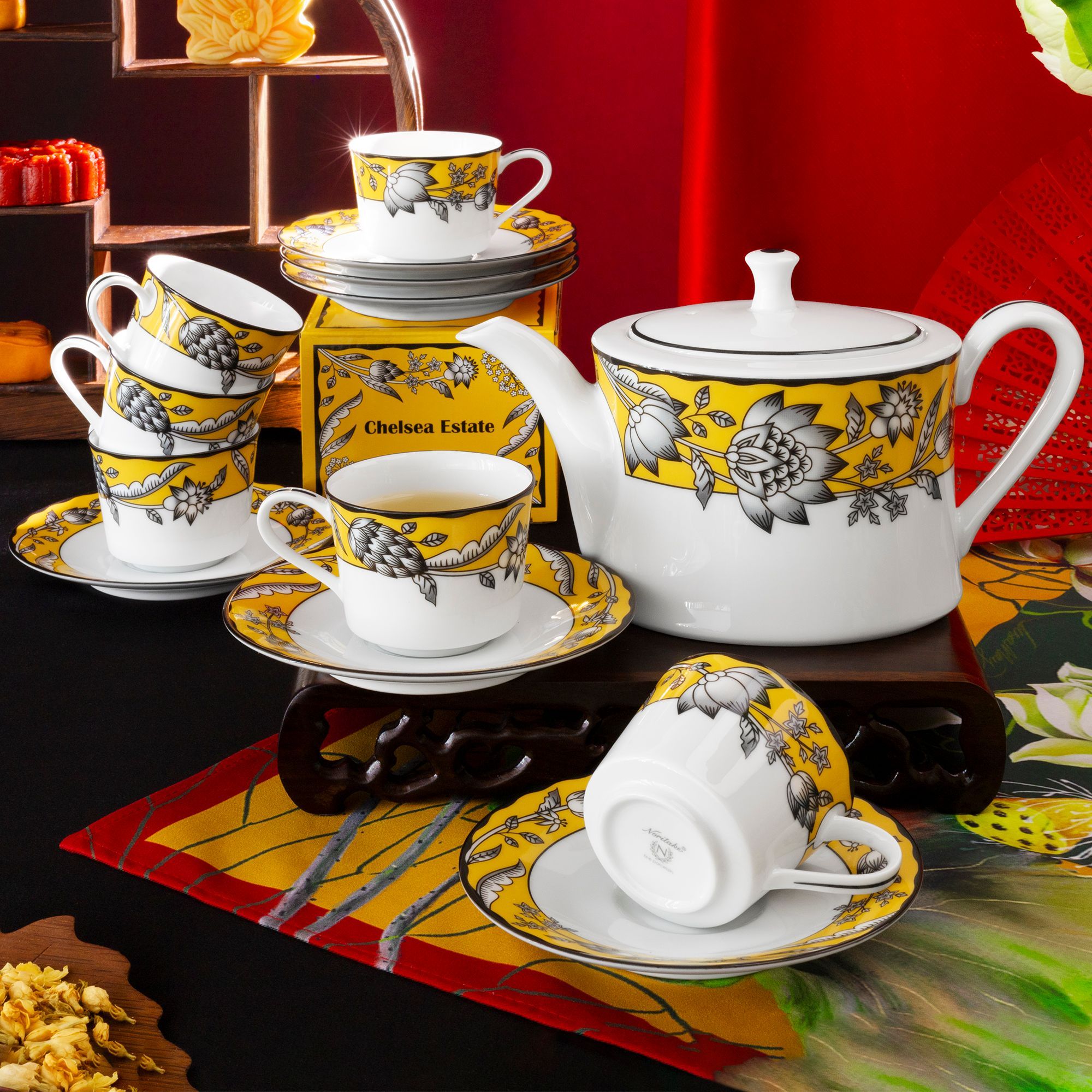 Ấm trà (bình trà) nhỏ dung tích 630ml (màu vàng) sứ trắng | Noritake Chelsea Estate 1779L - Q002GC