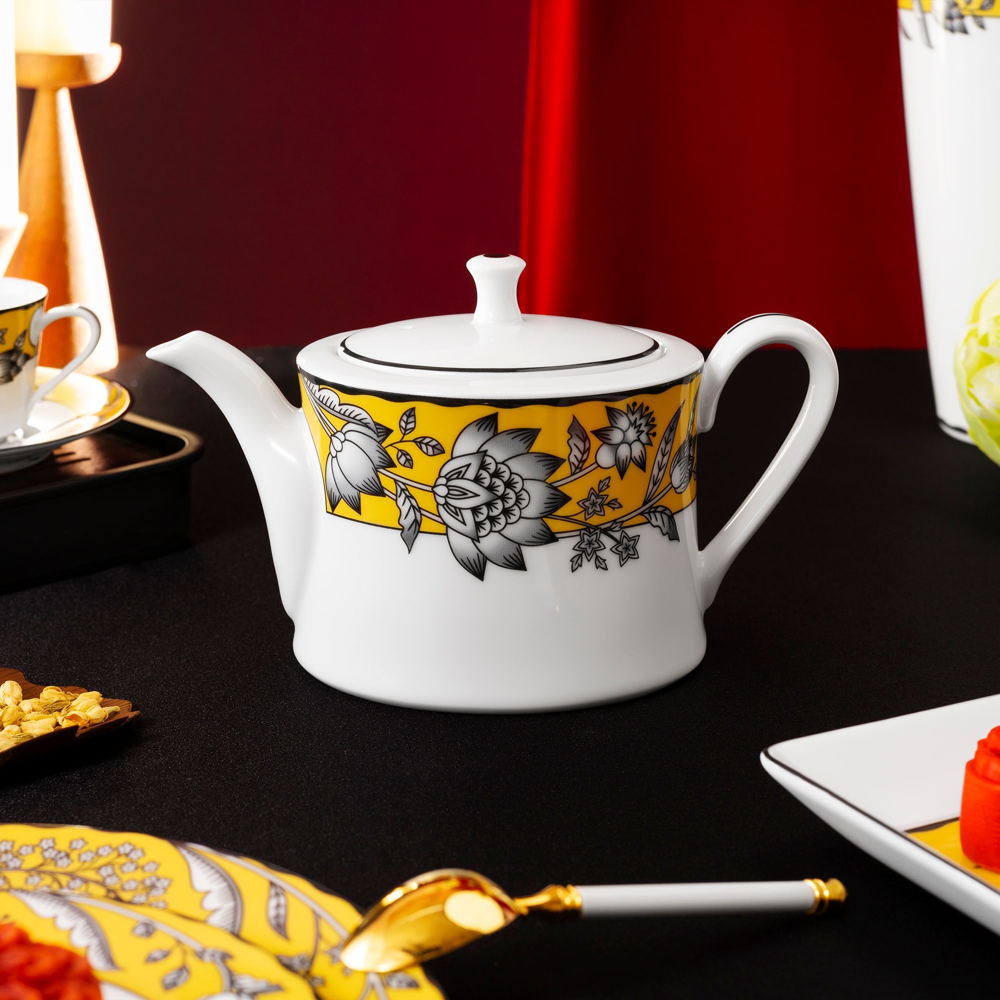 Ấm trà (bình trà) nhỏ dung tích 630ml (màu vàng) sứ trắng | Noritake Chelsea Estate 1779L - Q002GC