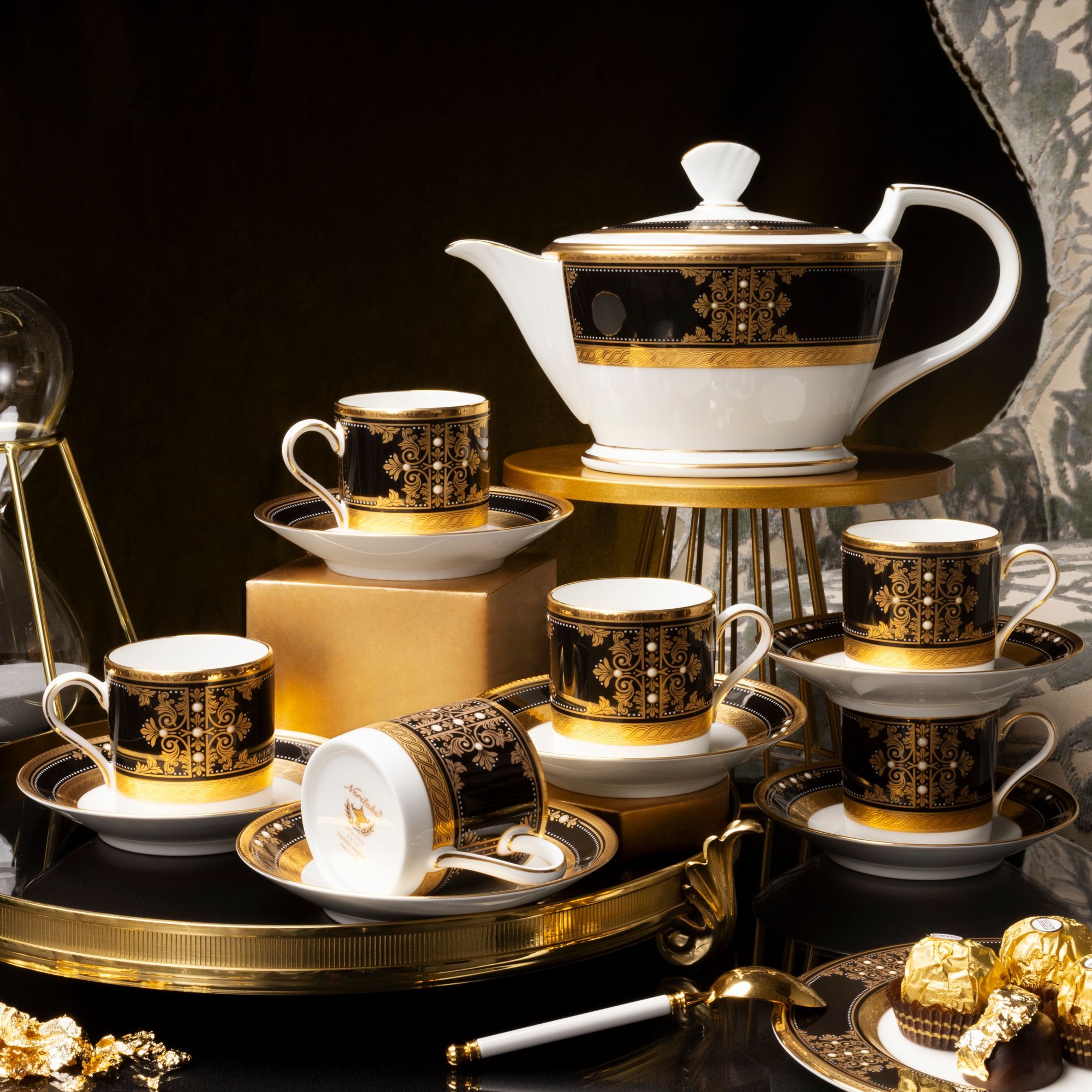 Bộ ấm chén trà nhỏ (ấm 880ml, chén 125ml) 13 món sứ xương Nhật Bản | Noritake Evening Majesty 4818J - T014S