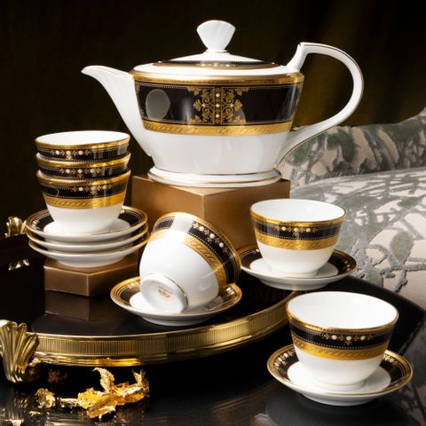  Bộ ấm chén trà châu Á (ấm 880ml, chén 140ml) 13 món sứ xương Nhật Bản | Noritake Evening Majesty 4818J - T014A 