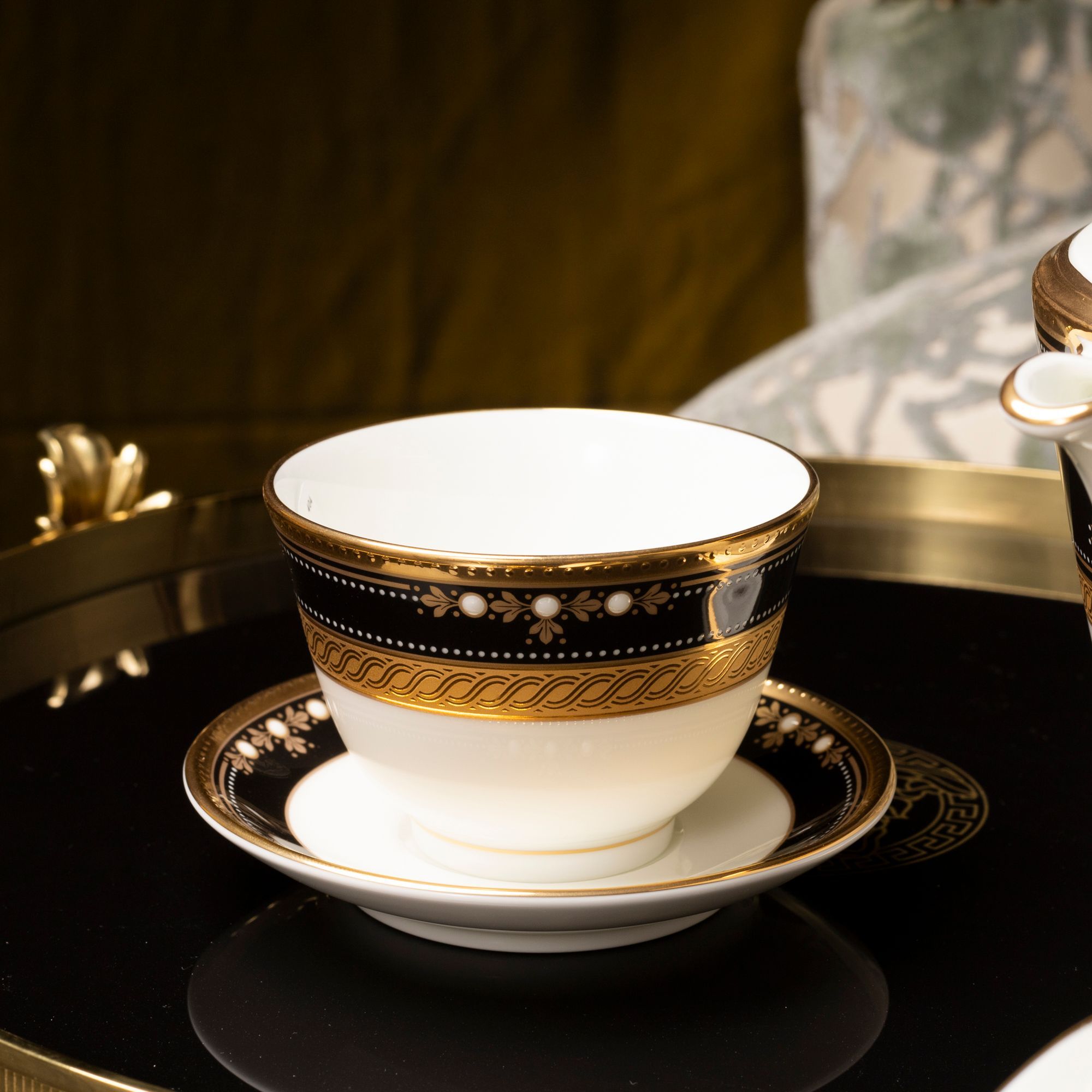 Bộ ấm chén trà châu Á (ấm 880ml, chén 140ml) 13 món sứ xương Nhật Bản | Noritake Evening Majesty 4818J - T014A