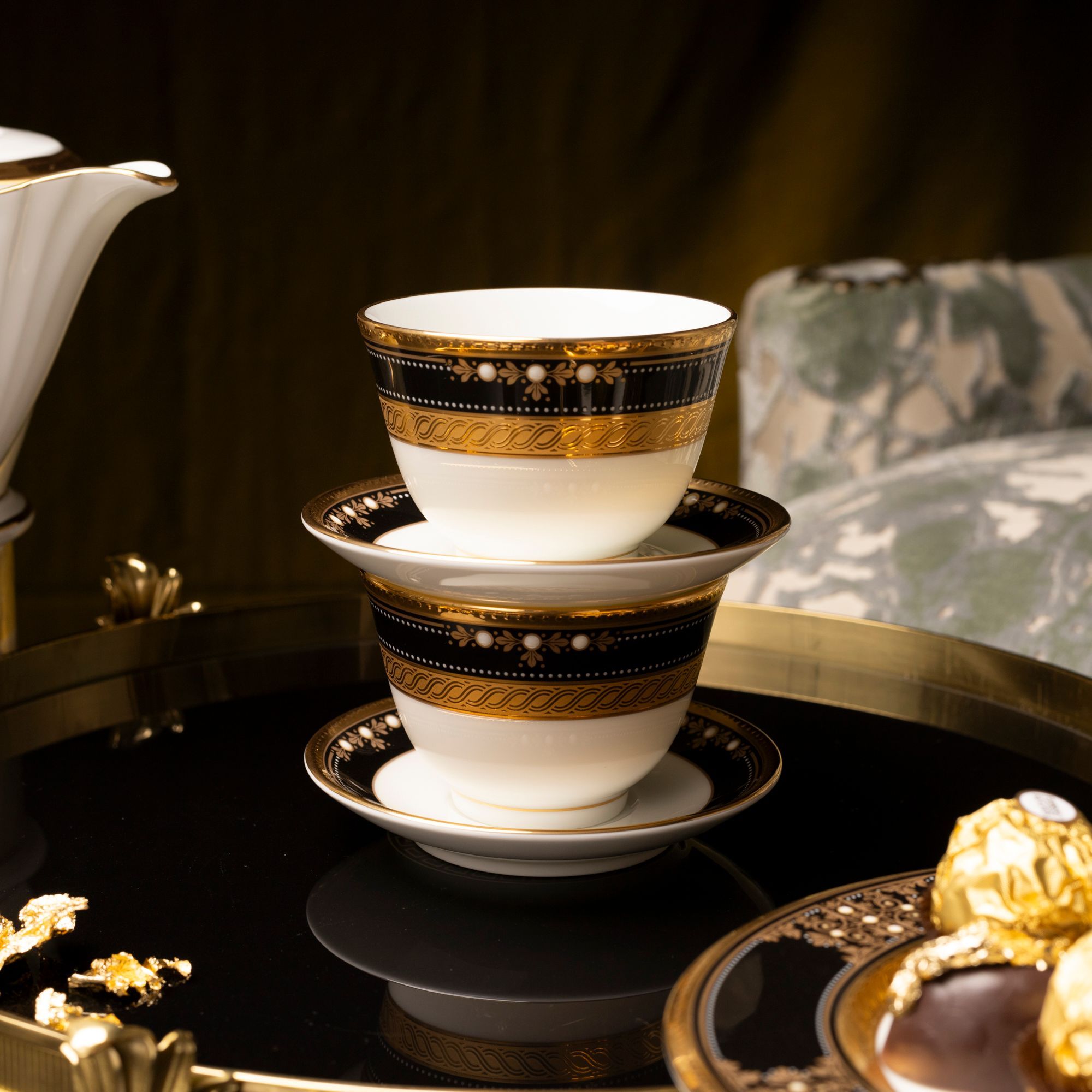 Bộ ấm chén trà châu Á (ấm 880ml, chén 140ml) 13 món sứ xương Nhật Bản | Noritake Evening Majesty 4818J - T014A