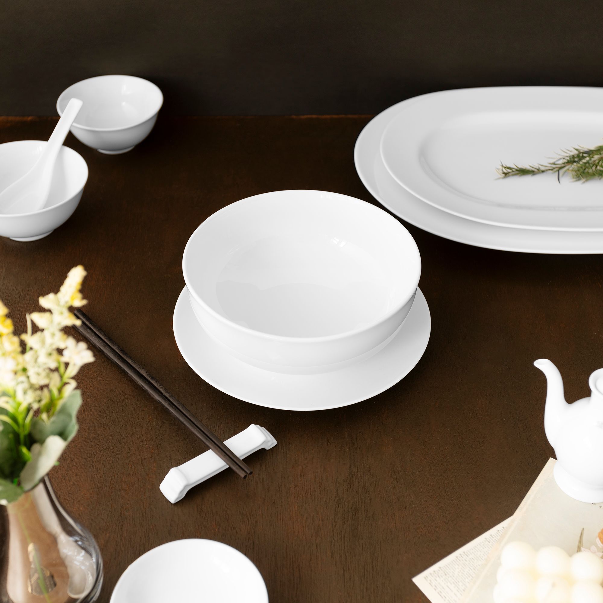 Bát mỳ (tô mỳ) đường kính 18,6cm dung tích 1.220ml sứ trắng | Noritake Art Stage 4257L - 91894