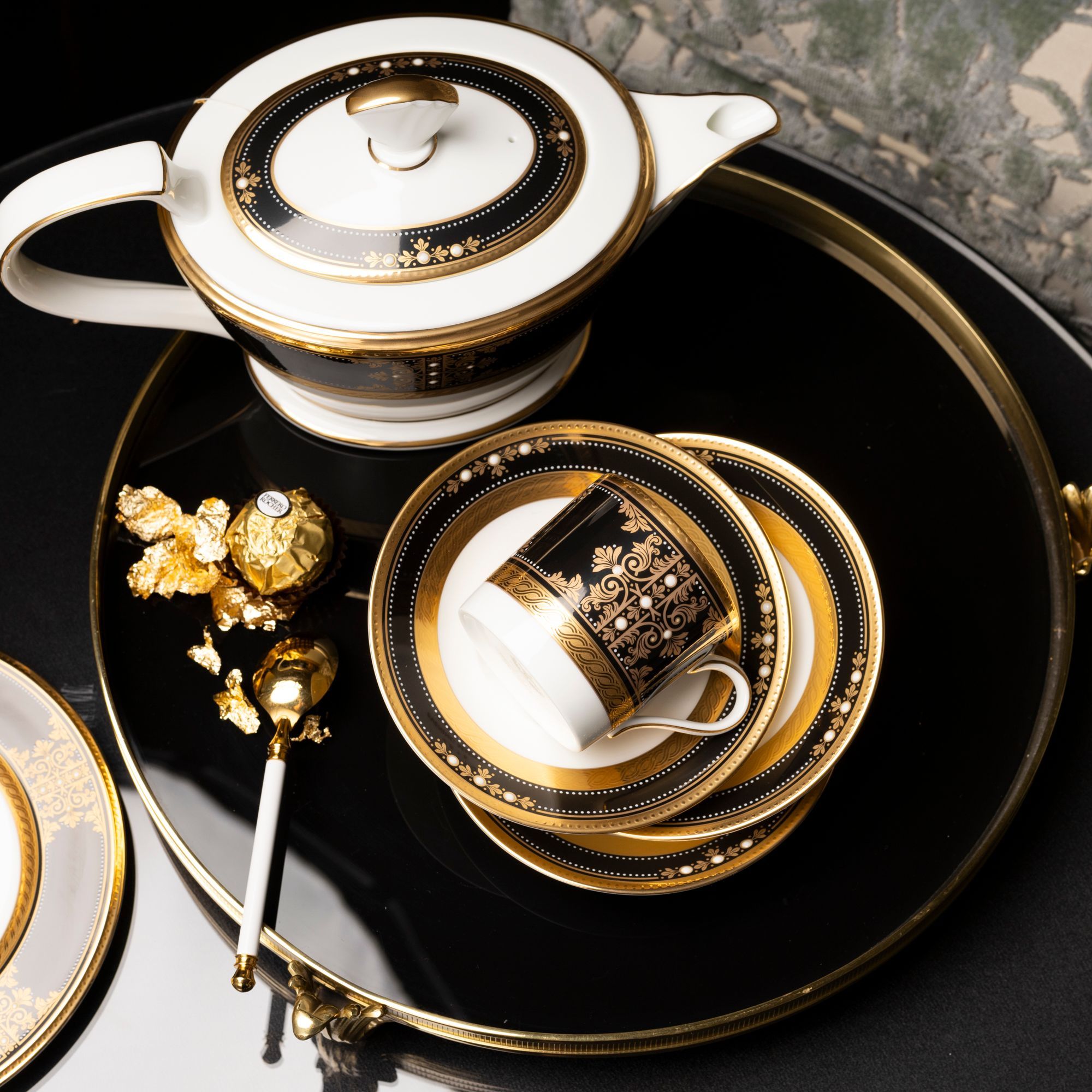 Bộ ấm chén trà nhỏ (ấm 880ml, chén 125ml) 13 món sứ xương Nhật Bản | Noritake Evening Majesty 4818J - T014S