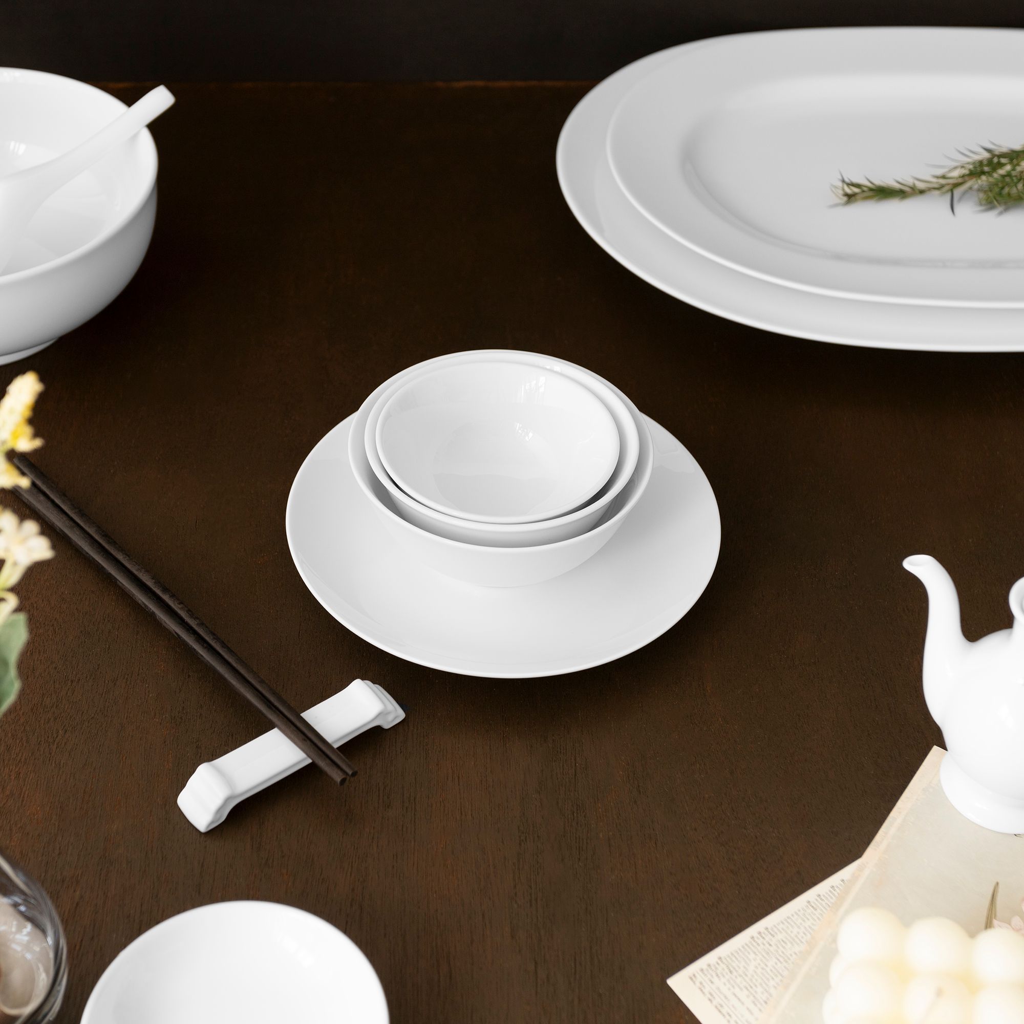 Bát (chén) 9,8cm dung tích 140ml đựng nước chấm, gia vị sứ trắng | Noritake Art Stage 4257L - 91484