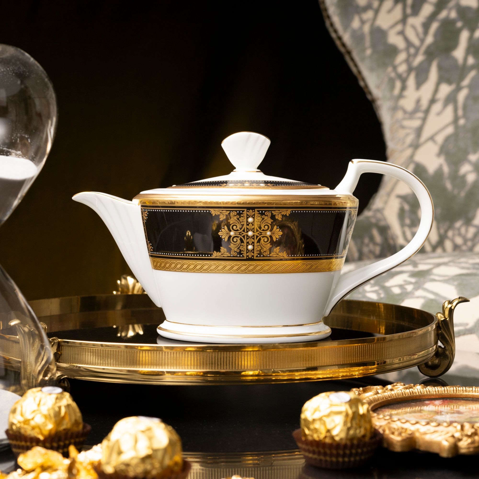 Bộ ấm chén trà nhỏ (ấm 880ml, chén 125ml) 13 món sứ xương Nhật Bản | Noritake Evening Majesty 4818J - T014S