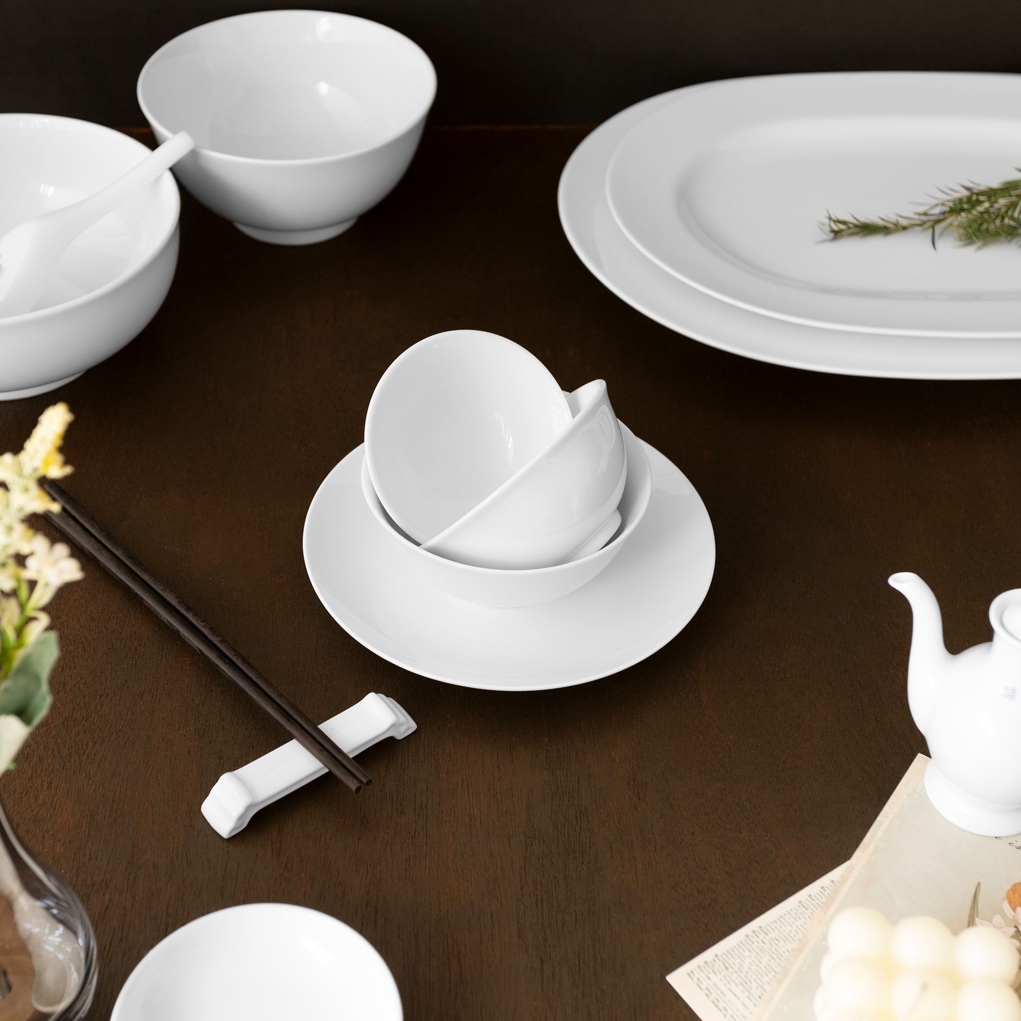 Bát (chén) 10,7cm dung tích 220ml đựng nước chấm, soup sứ trắng | Noritake Art Stage 4257L - 91482