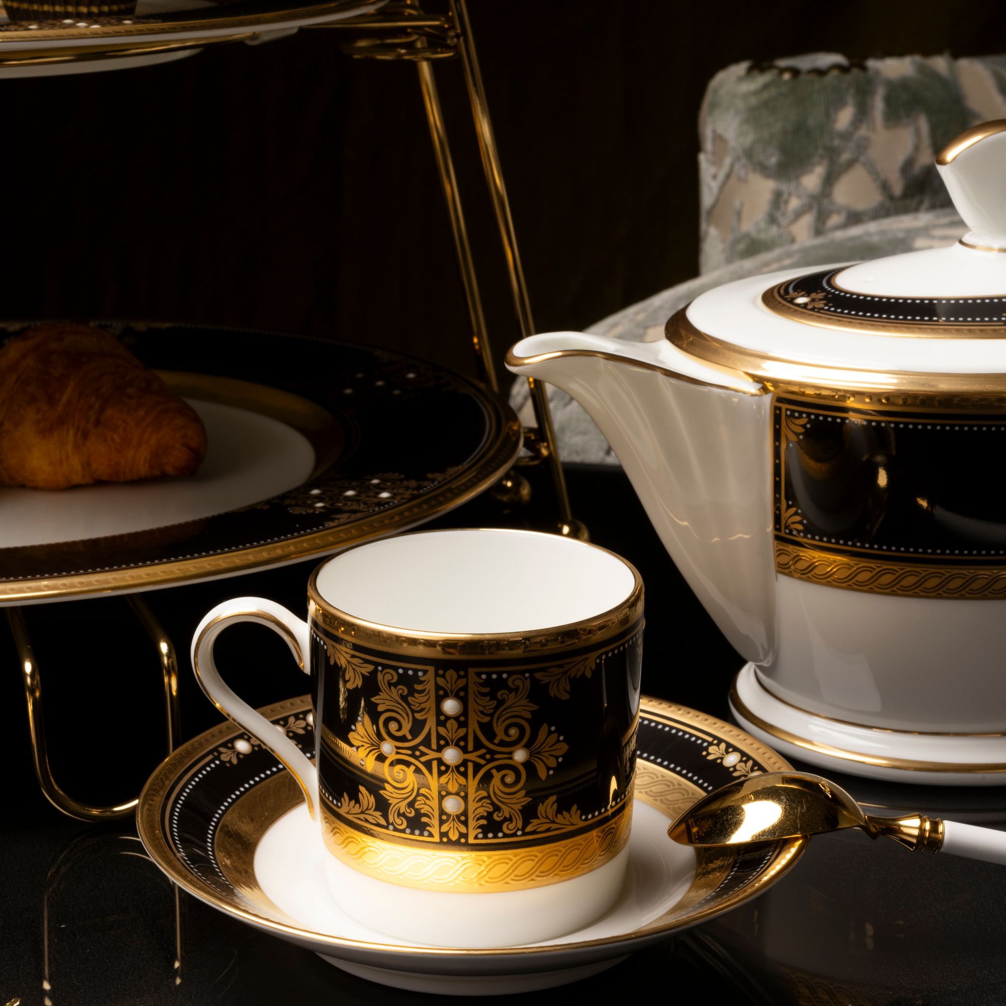 Bộ ấm chén trà nhỏ (ấm 880ml, chén 125ml) 13 món sứ xương Nhật Bản | Noritake Evening Majesty 4818J - T014S