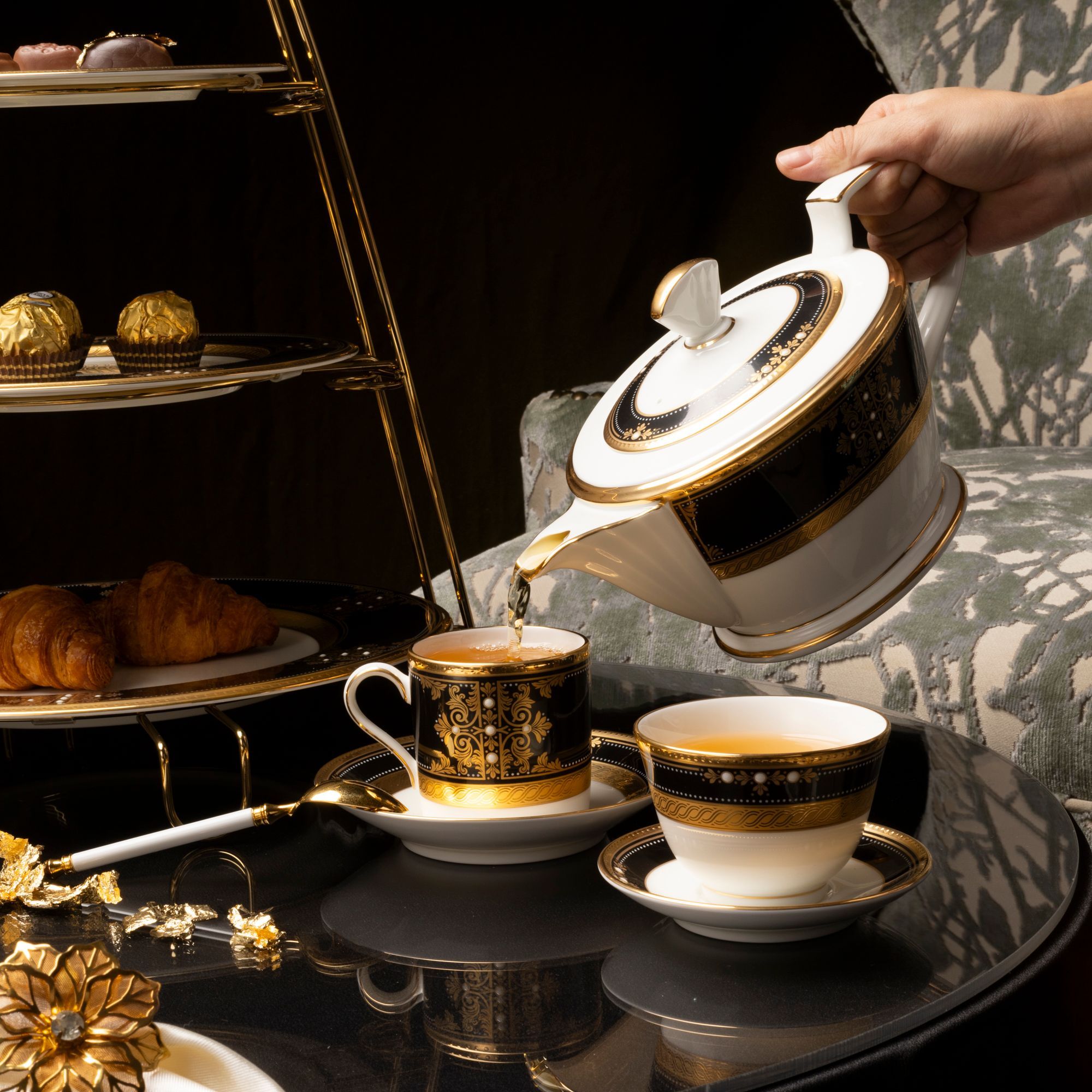 Bộ ấm chén trà nhỏ (ấm 880ml, chén 125ml) 13 món sứ xương Nhật Bản | Noritake Evening Majesty 4818J - T014S