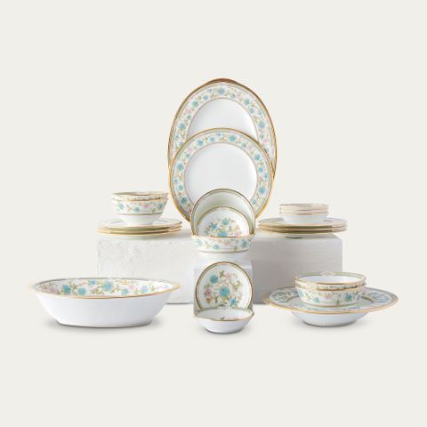  Bộ bát đĩa ăn châu Á cơ bản 22 món (cho 6 người) sứ xương Nhật Bản | Noritake Yoshino 9983J - D022AA 