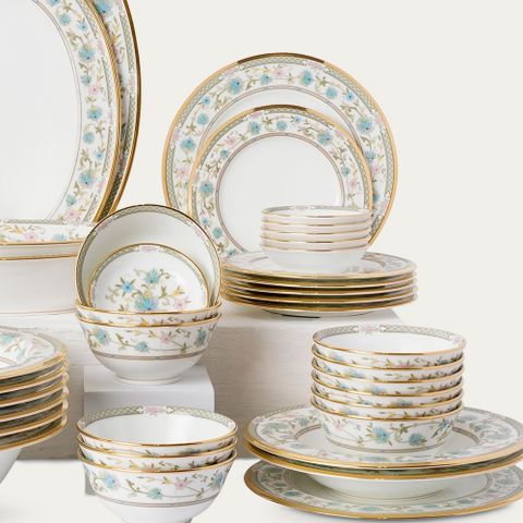  Bộ bát đĩa ăn châu Á đầy đủ 38 món (cho 6 người) sứ xương Nhật Bản | Noritake Yoshino 9983J - D038AA 