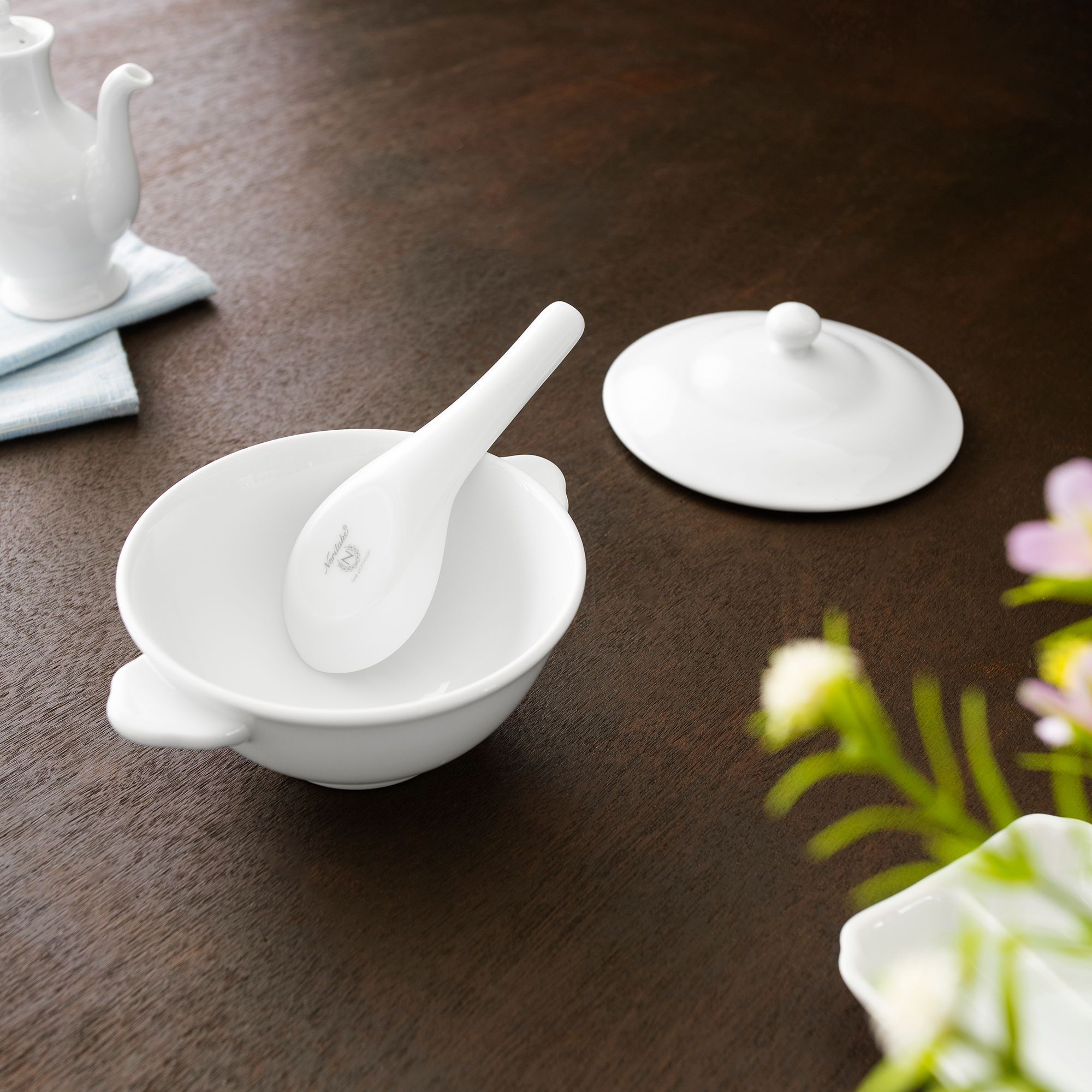 Thìa sứ (muỗng sứ) dài 12cm sứ trắng | Noritake Art Stage 4257L - 91430