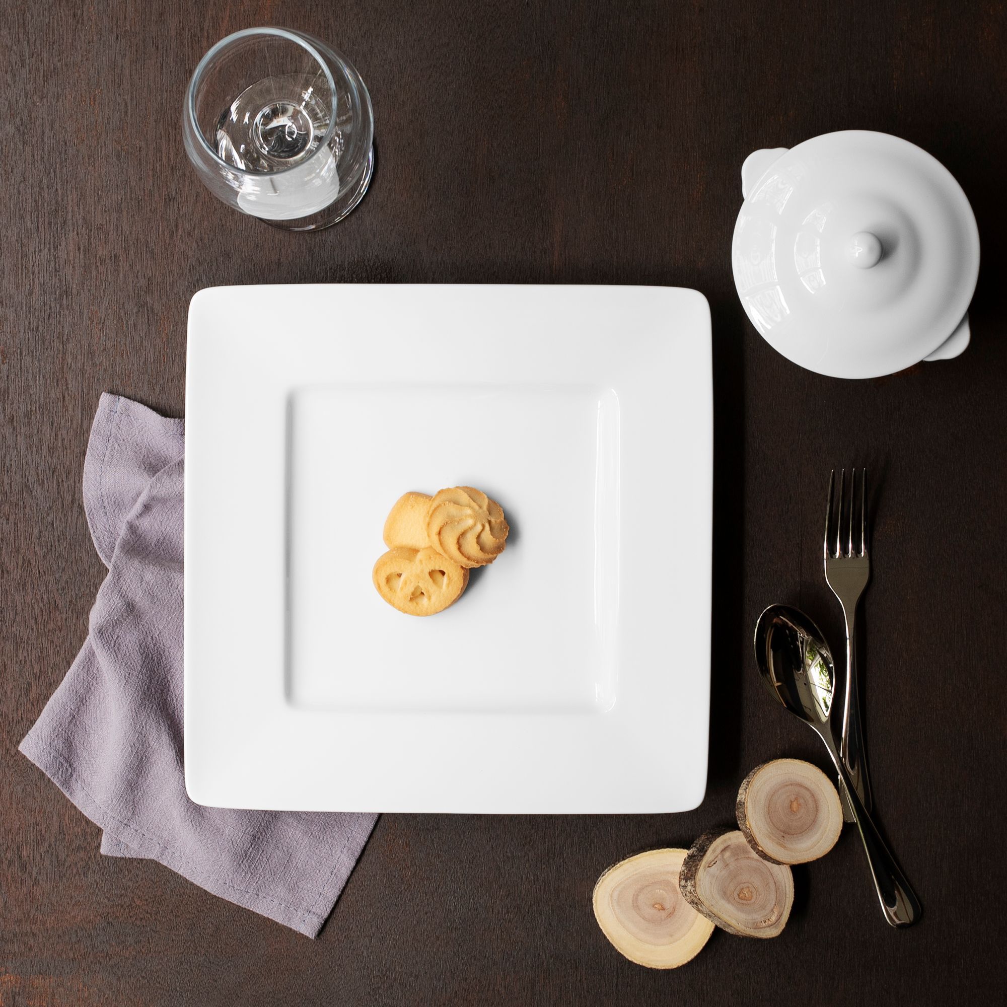 Đĩa vuông cỡ lớn cạnh dài 26,6cm sứ trắng | Noritake Art Stage 1609L - 91134