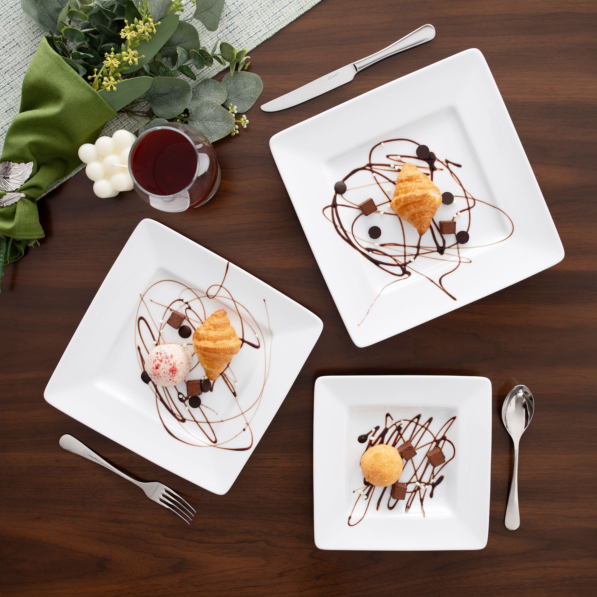 Đĩa vuông cỡ lớn cạnh dài 26,6cm sứ trắng | Noritake Art Stage 1609L - 91134