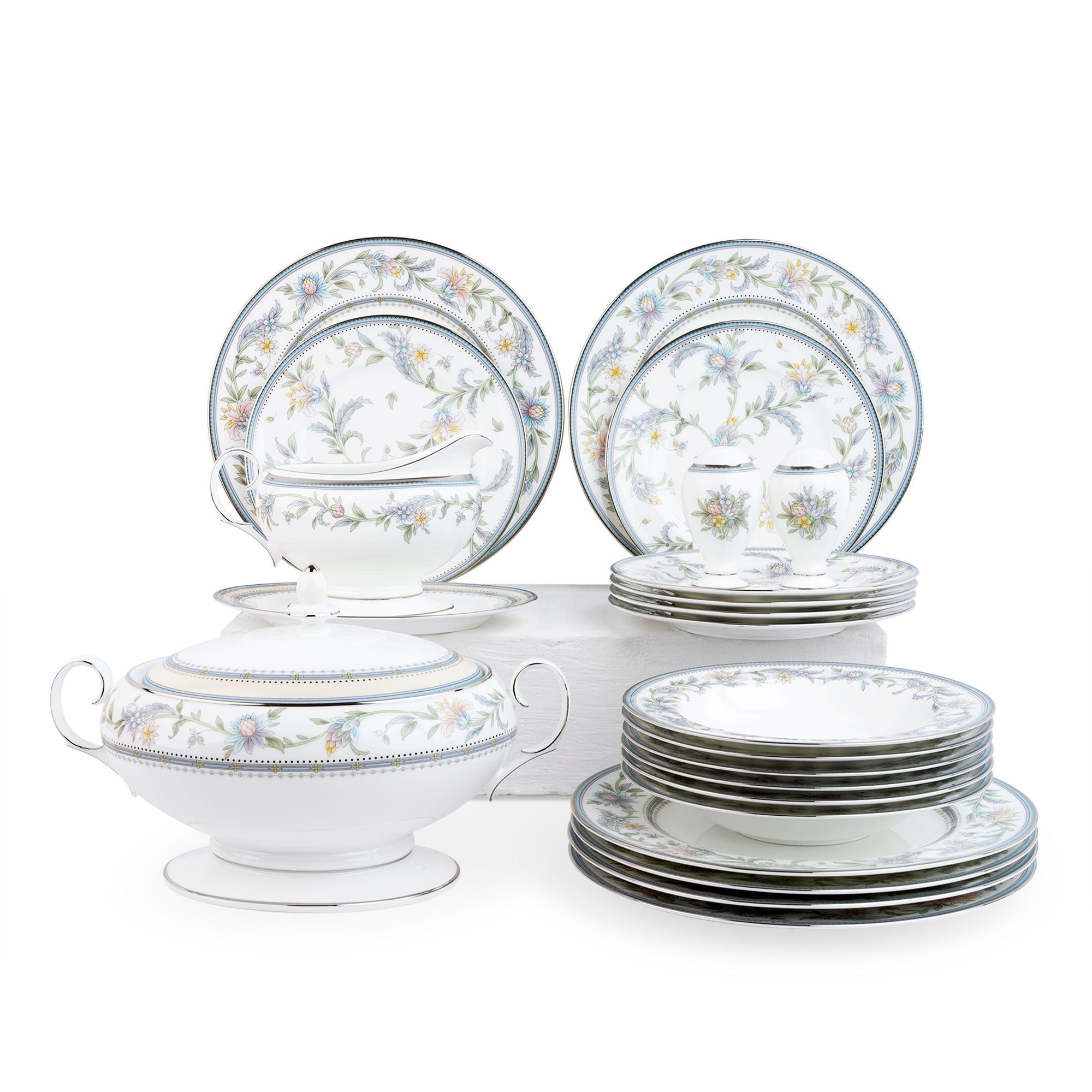 Bộ đĩa ăn kiểu Âu 22 món (cho 6 người) sứ xương | Noritake Jardin Fleuri 4910L - D024AN