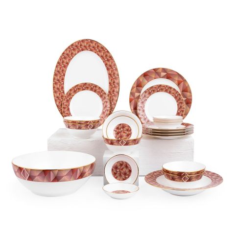  Bộ bát đĩa ăn châu Á cơ bản 22 món (cho 6 người) sứ xương | Noritake Splendid Umber 4970L - D022AB 