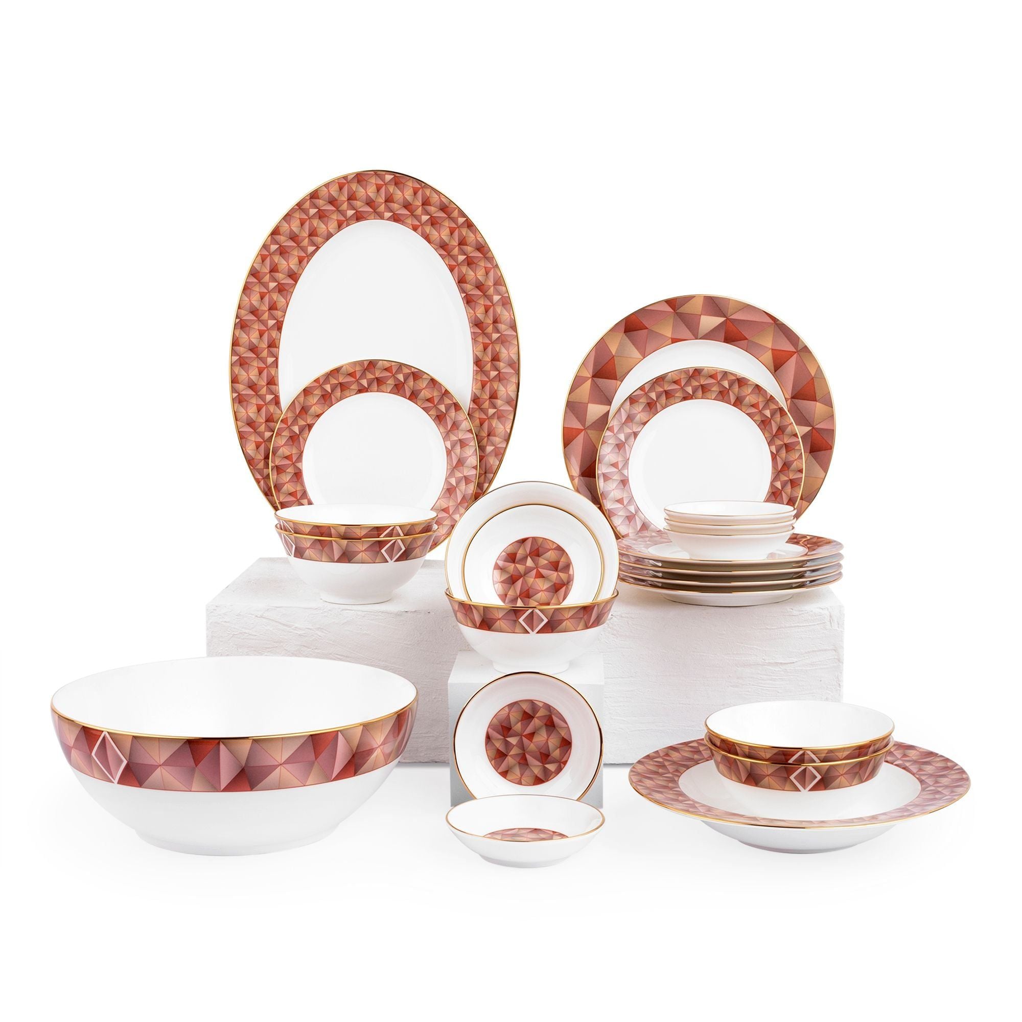 Bộ bát đĩa ăn châu Á cơ bản 22 món (cho 6 người) sứ xương | Noritake Splendid Umber 4970L - D022AB