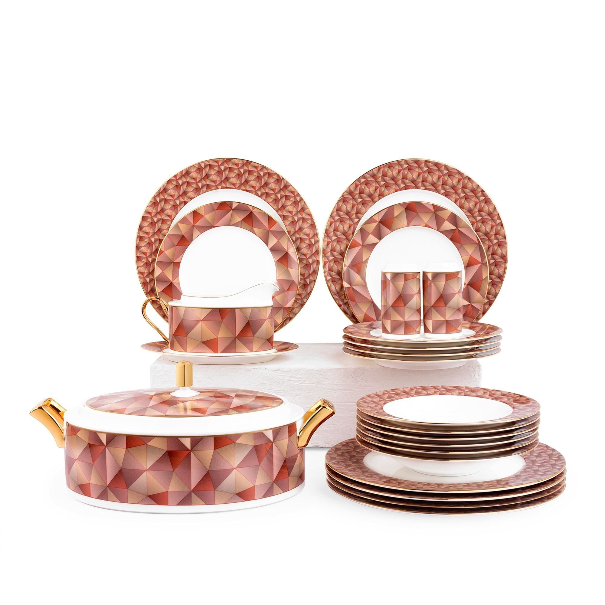 Bộ đĩa ăn kiểu Âu 22 món (cho 6 người) sứ xương | Noritake Splendid Umber 4970L - D024AP