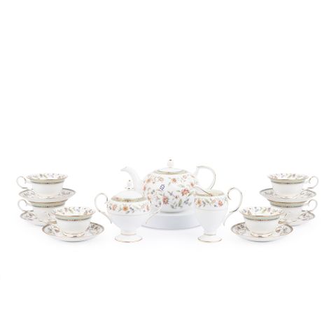  Bộ ấm chén uống trà (ấm 1.150ml, chén 215ml) 15 món sứ xương | Noritake Primrose 4909L - T017L 