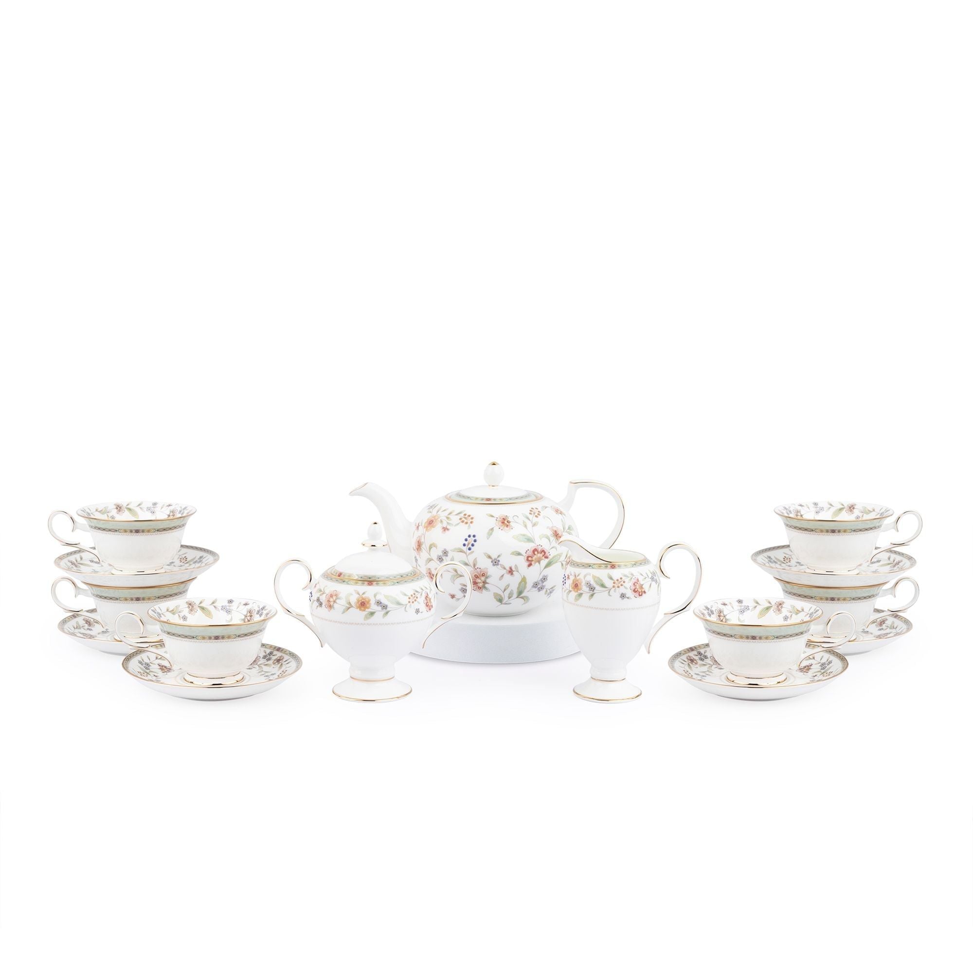 Bộ ấm chén uống trà (ấm 1.150ml, chén 215ml) 15 món sứ xương | Noritake Primrose 4909L - T017L