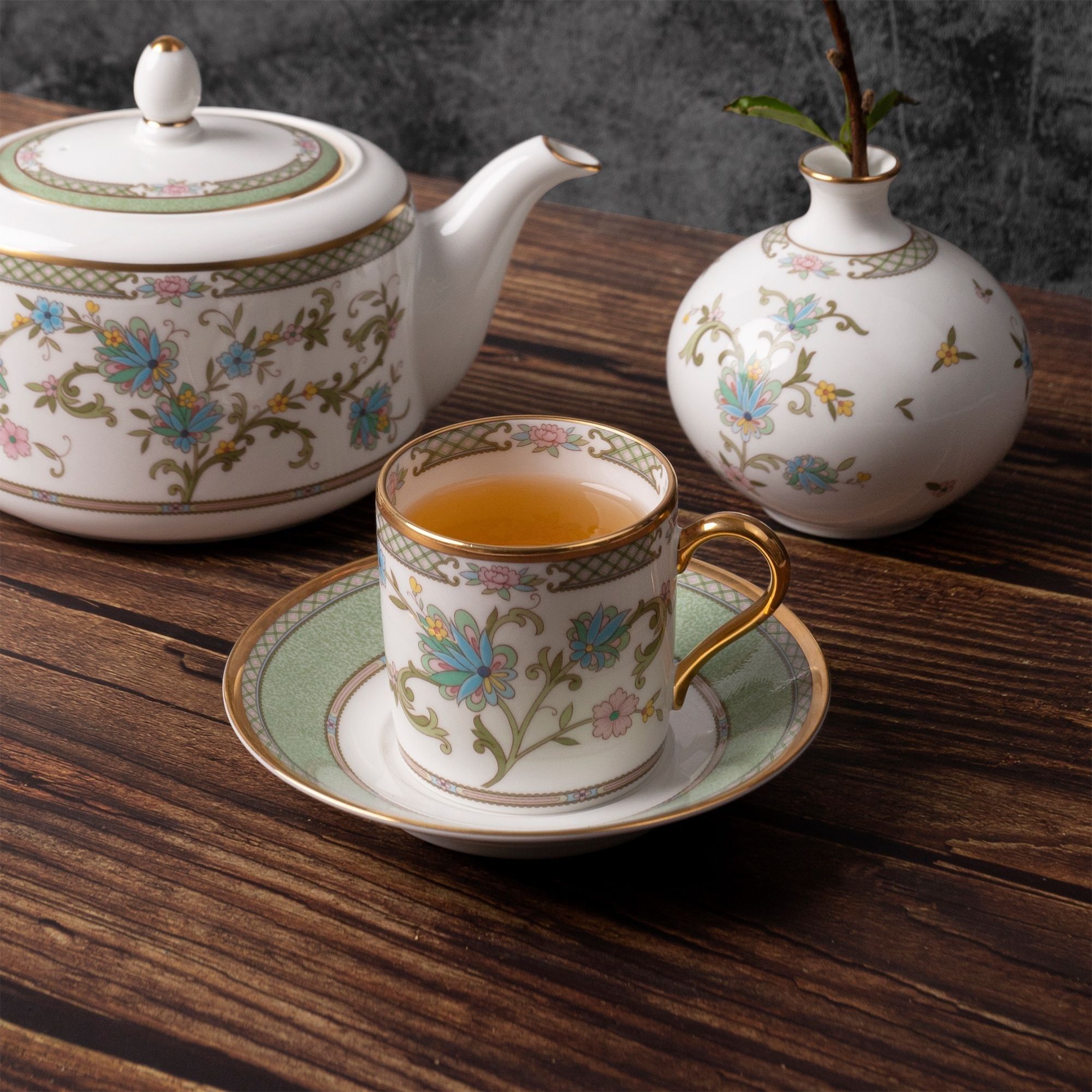 Chén trà (tách trà) nhỏ dung tích 125ml kèm đĩa lót sứ xương Nhật Bản | Noritake Yoshino 9983J - Y59881