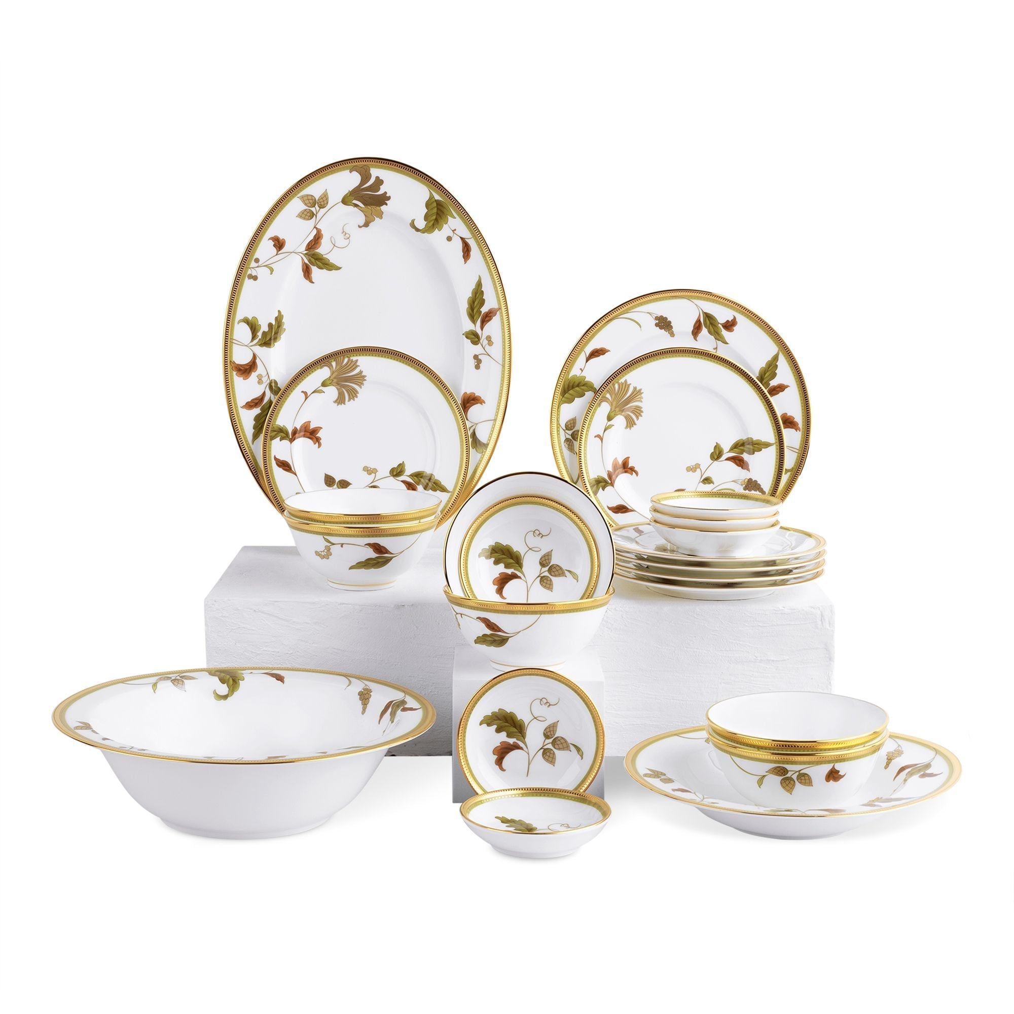 Bộ bát đĩa ăn châu Á cơ bản 22 món (cho 6 người) sứ xương | Noritake Islay 4885L - D022AB