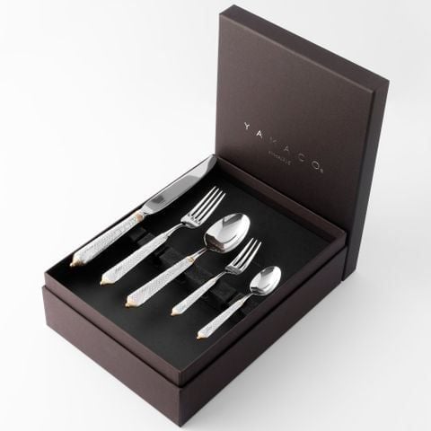  Bộ dao muỗng nĩa (dao thìa dĩa) 25 món mạ vàng cho 5 người | Yamaco Byzantine G/A YBYAS - 25 