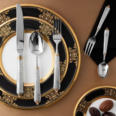 Bộ dao muỗng nĩa (dao thìa dĩa) 25 món mạ vàng cho 5 người | Yamaco Byzantine G/A YBYAS - 25