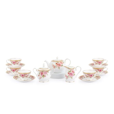  Bộ ấm chén uống trà (ấm 650ml, chén 190ml) 15 món sứ xương | Noritake Hertford 4861L - T017S 