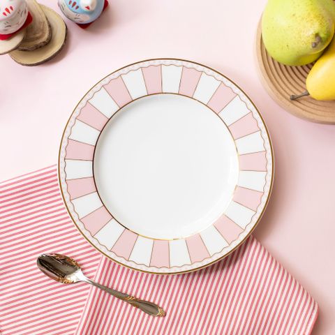  Bộ 02 đĩa tròn cỡ vừa 21cm (hồng pastel) sứ trắng | Noritake CRNIVL Pink M-249L - Q002M 