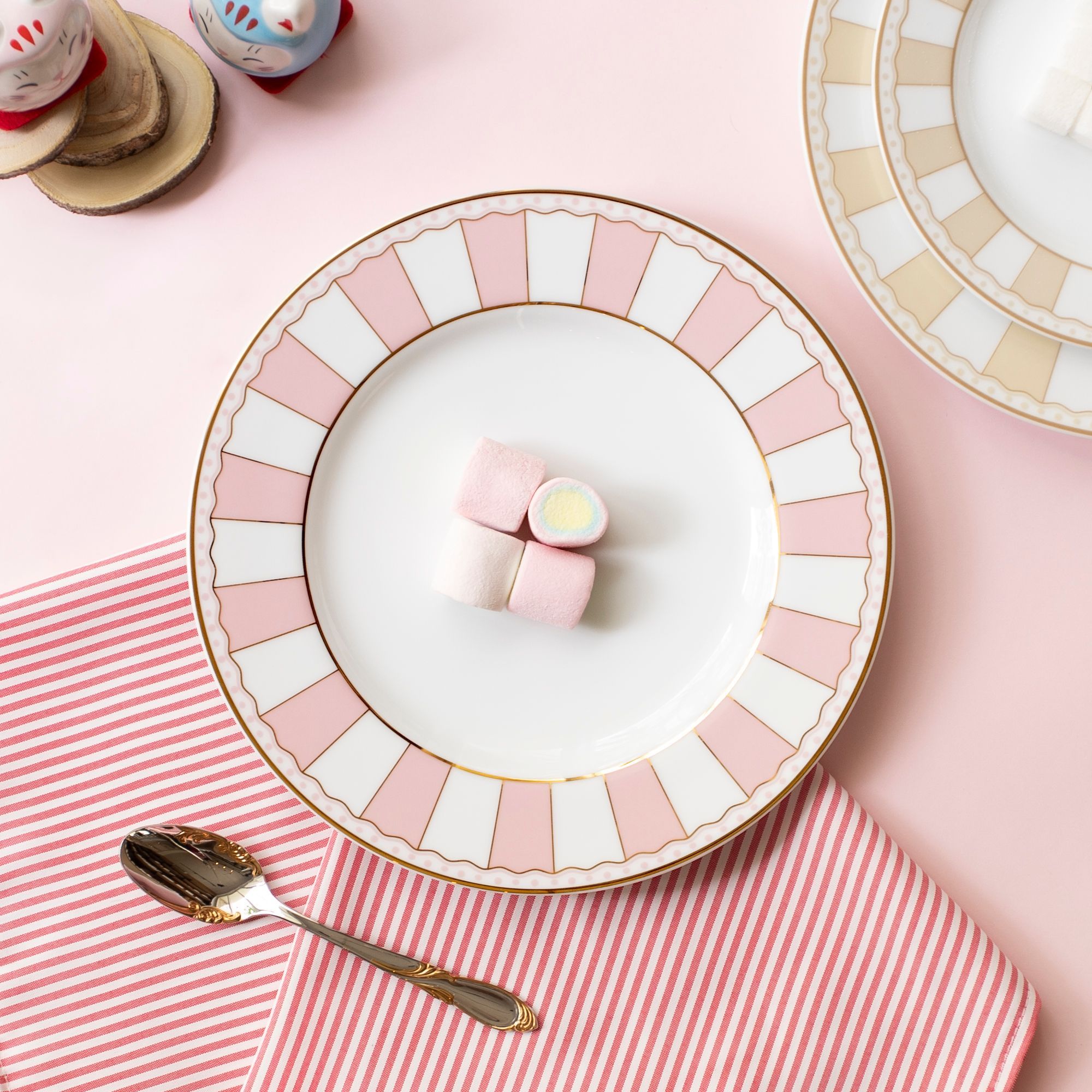 Bộ 02 đĩa tròn cỡ vừa 21cm (hồng pastel) sứ trắng | Noritake CRNIVL Pink M-249L - Q002M