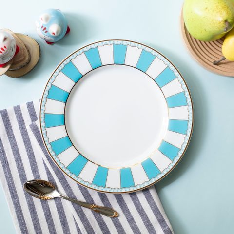  Bộ 02 đĩa tròn cỡ vừa 21cm (xanh dương pastel) sứ trắng | Noritake CRNIVL Light Blue M-253L - Q002M 