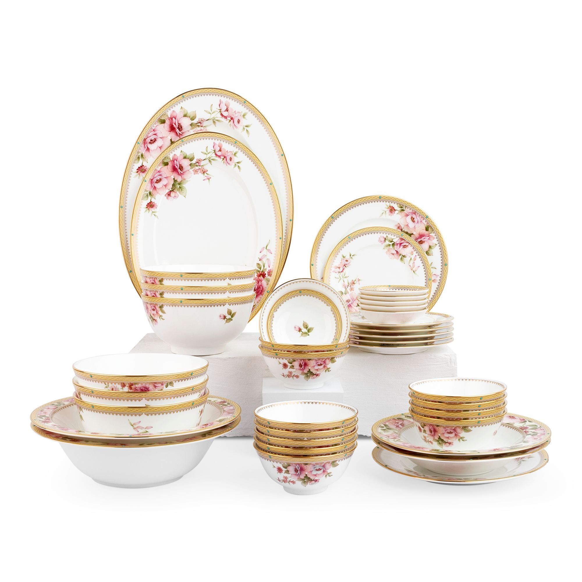 Bộ bát đĩa ăn châu Á đầy đủ 38 món (cho 6 người) sứ xương | Noritake Hertford 4861L - D038AC