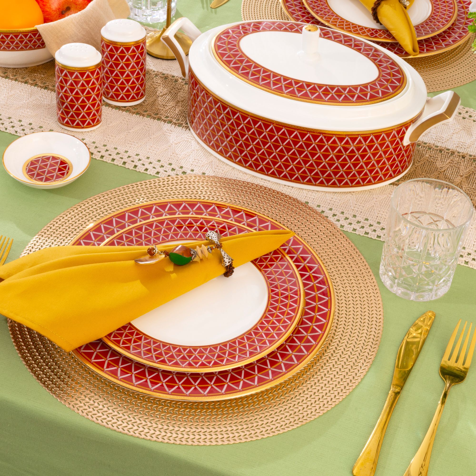 Bộ đĩa ăn kiểu Âu 22 món (cho 6 người) sứ xương | Noritake Crochet 4966L - D024AP