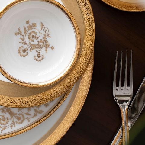 Bộ bát đĩa ăn châu Á đầy đủ 38 món (cho 6 người) sứ xương | Noritake Summit Gold 4912L - D038AC 