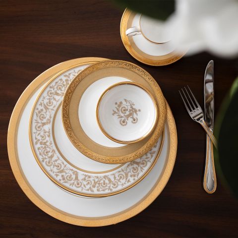  Bộ bát đĩa ăn châu Á đầy đủ 38 món (cho 6 người) sứ xương | Noritake Summit Gold 4912L - D038AC 