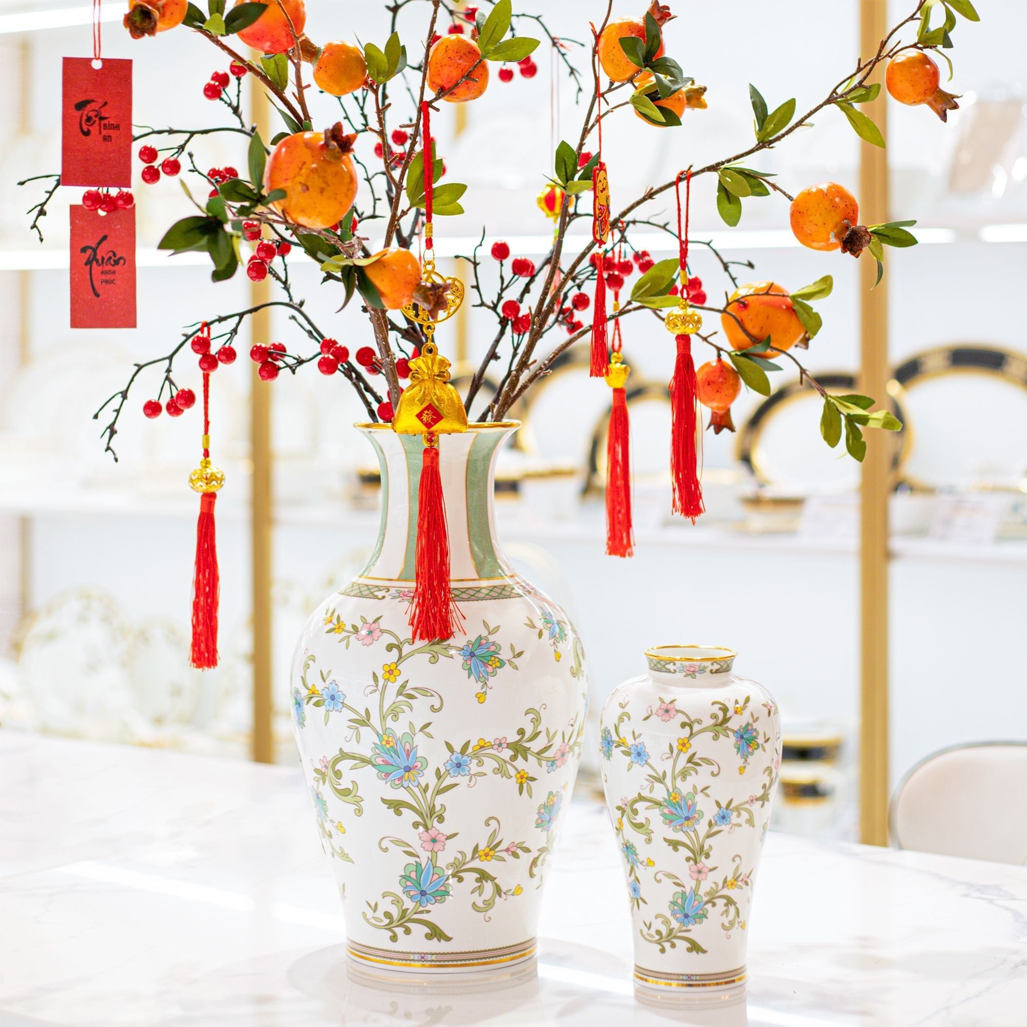 Bình hoa trang trí cao cấp 22cm sứ xương nhập khẩu Nhật Bản | Noritake Yoshino 9983J - T53924