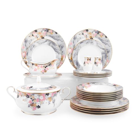  Bộ đĩa ăn kiểu Âu 22 món (cho 6 người) sứ xương | Noritake Moonlit Blossoms 4969L - D024AN 