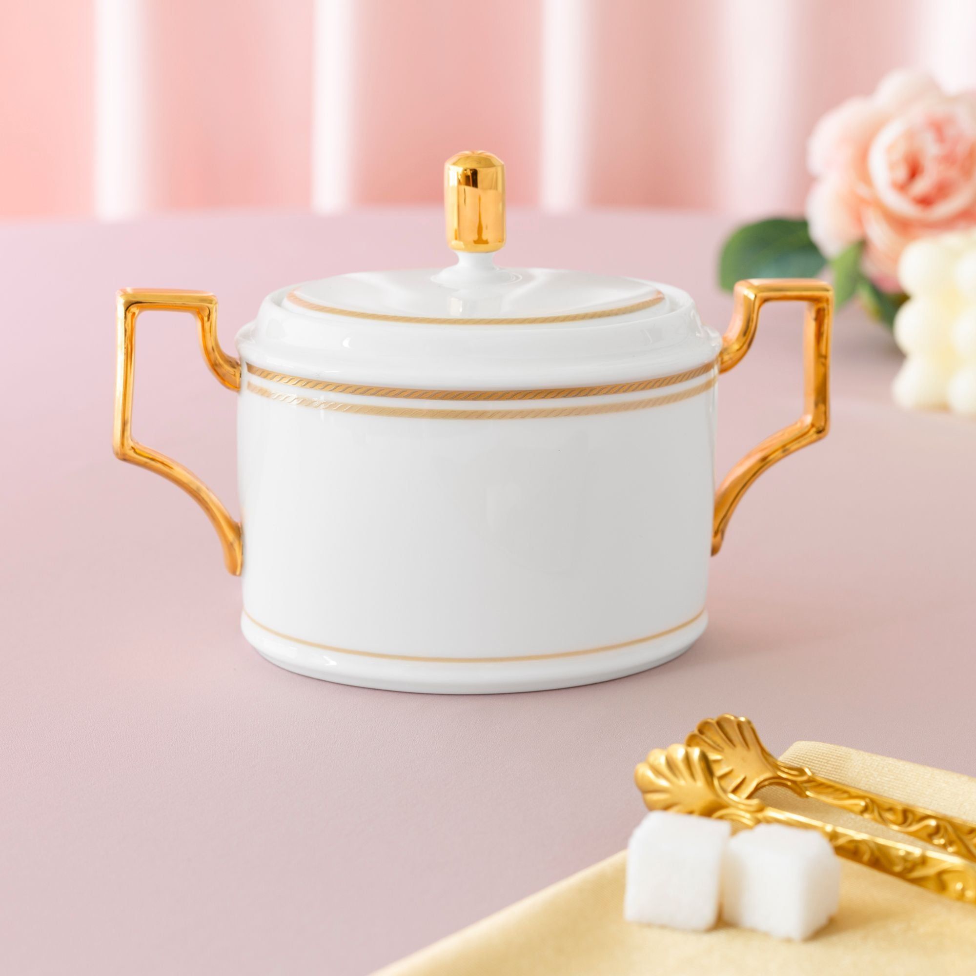 Bộ ấm chén uống cà phê (ấm 1.650ml, chén đỏ 240ml ) 18 món sứ xương | Noritake Aidan Gold 4941L - C020D